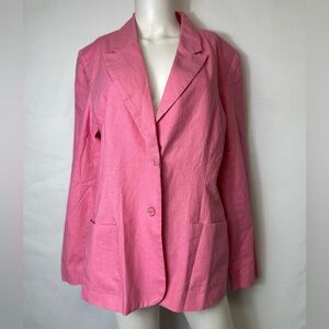 Chadwicks Womens 16 Blazer Jacket Pink Two Button Long Sleeve Lined Fitted